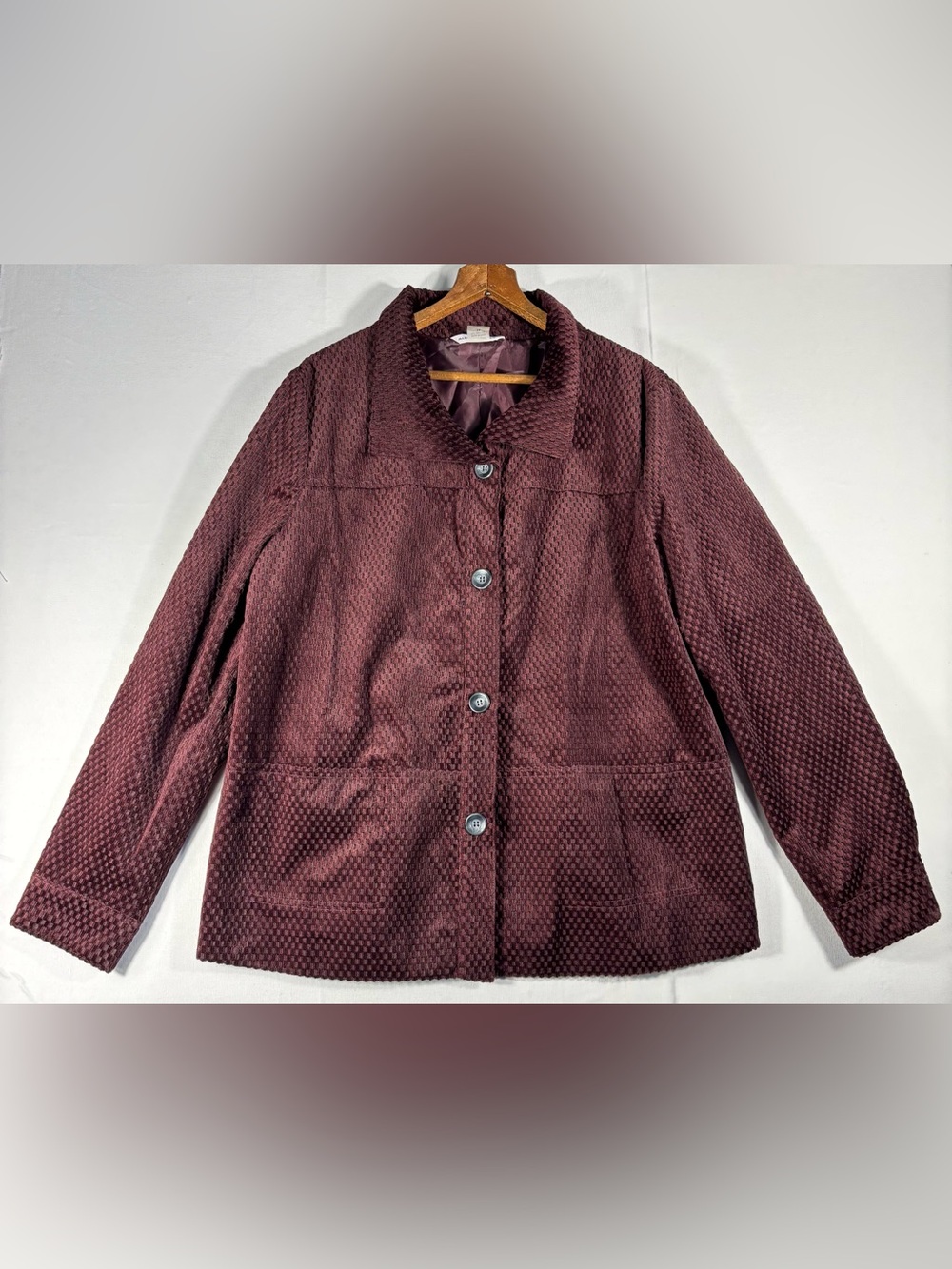 Allison Daley Women’s 14 Quilted Button-Front Jacket in Deep Burgundy